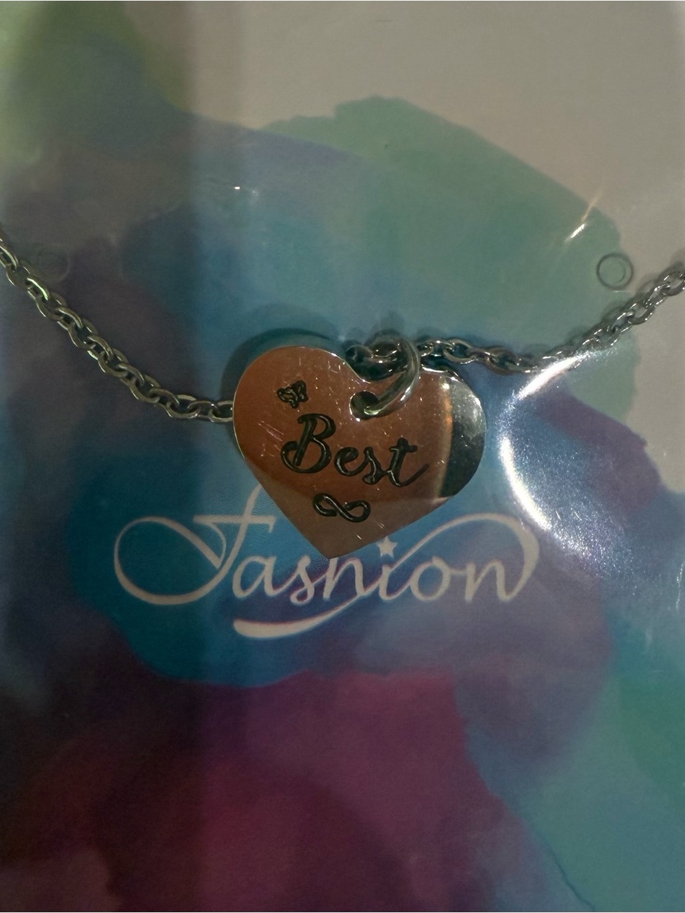 Silver Heart 'Best' Pendant Necklace - Silver